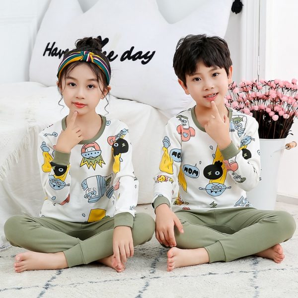 Ensemble de pyjamas en coton pour enfant, vêtement pour bébé, garçon et fille, hauts + pantalon avec manches longues, 2 pièces, tenue automnale