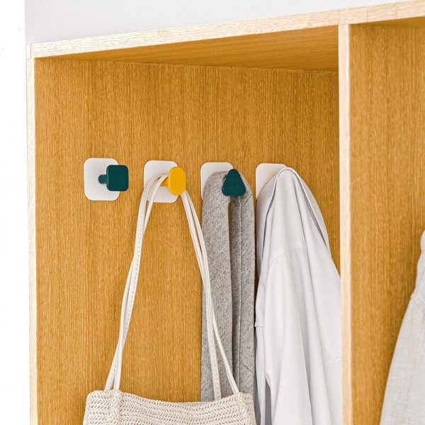 Crochets de rangement sans perçage, 4 pièces, auto-adhésif mural pour vêtements et serviettes, autocollant pour Robe et manteau, supports de salle de bains