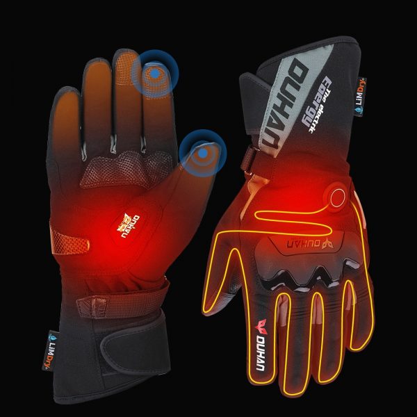 Motorcycle Heated Gloves Touch Screen Winter Warm Skiing Gloves Waterproof Rechargeable Heating Thermal Gloves For Snowmobile
