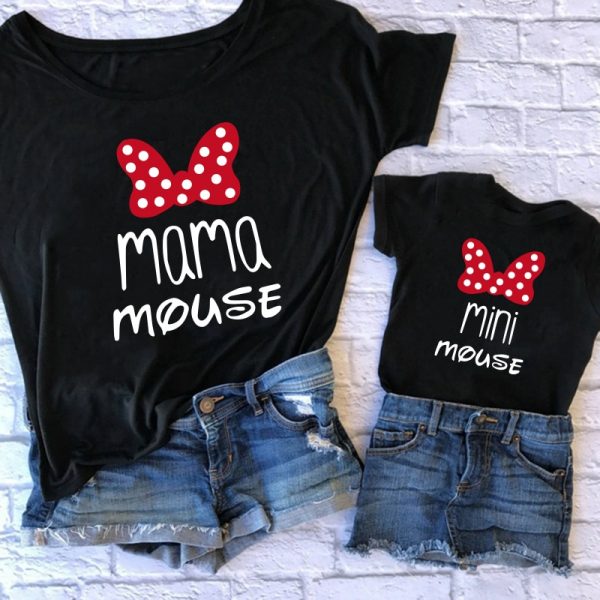 T-shirt en coton pour mère et fille, vêtements assortis pour femme et enfant