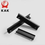 KAK Black Silver Hidden Cabinet Handles Zinc Alloy Kitchen Cupboard Pulls Drawer Knobs Bedroom Door Furniture Handle Hardware