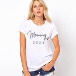 T-shirt assorti pour bébé et maman, vêtements de famille amusants, annonce de grossesse Simple, Look de famille, 2021