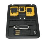 Etui de rangement universel noir 5 en 1, mallette kit pour carte Sim et Nano Sim