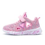 Enfants Maille Chaussures Décontractées Sneakers Fille D'été Pour Enfants Chaussures De Sport Enfants Chaussures Pour fille Chaussures Lumineuses Mignon Rose Chaussures Plates Automne