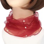 Écharpe élégante transparente pour femmes, fausse perle, décor, collier en maille, écharpe circulaire, accessoires pour vêtements d'automne, 1 pièce