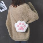 Sac à bandoulière avec fermeture éclair en forme de patte d'ours pour filles, joli porte-monnaie en peluche douce pour enfants, accessoires pour bébés garçons