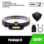 Waterproof LED headlamp COB work light 2 light mode with magnet headlight built-in 18650 battery suit for fishing, camping, etc.