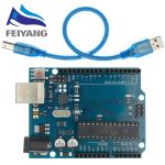 Carte de développement UNO R3 CH340 CH340G pour Arduino, avec tête à broche droite avec câble