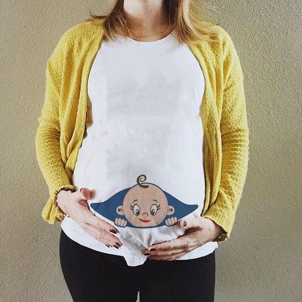 T-shirt à manches courtes avec imprimé de dessin animé pour femme enceinte,haut de maternité de grande taille, collection été, offre spéciale,