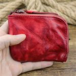 LEACOOL – porte-monnaie en cuir véritable pour femmes et hommes, Vintage, fait à la main, petit étui à fermeture éclair, porte-monnaie