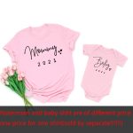 T-shirt assorti pour bébé et maman, vêtements de famille amusants, annonce de grossesse Simple, Look de famille, 2021