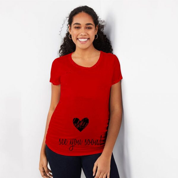 T-shirt maternité humoristique pour femme enceinte, Haut à col rond, avec des lettres et mots, transparent 2020