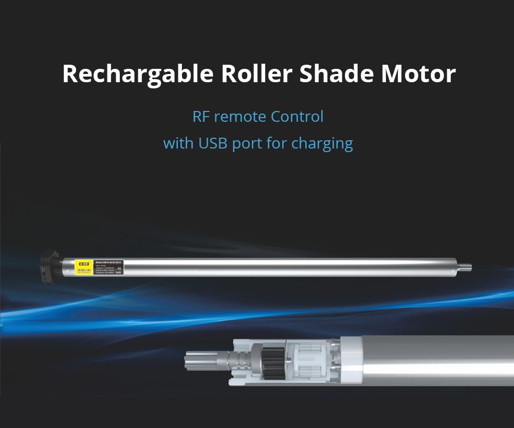 Roller Blind Motor USB Rechargable for 17mm 25mm Tube Motorized Electric Roller Shade Built in Battery Tuya Broadlink Control