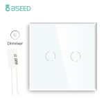 Bseed EU Standard Touch LED Dimmer 2 Gang 1 Way With Crystal Glass Panel Dimmer White Black Gloden Dimmer Switch