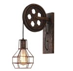 Retro Vintage Wall Light Shade Ceiling Lifting Pulley Industrial Wall Lamp Fixture Iron Loft Cafe Bar Adjustable Sconce Light