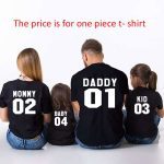T-shirt en coton pour la famille, vêtements assortis, Look de famille, papa, maman, enfant, lettres drôles imprimées, chiffres, Tops, hauts