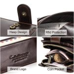 CONTACT'S – portefeuille en cuir véritable pour hommes, avec poche pour pièces de monnaie, petit porte-monnaie à fermeture éclair, pliable, porte-cartes en cuir