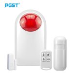 PGST Wireless Siren Indoor Flashing Alarm Sensor for 433MHz Home Security Alarm System Connect with Remote Control