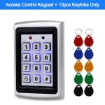 Outdoor Metal RFID Access Control Keypad Card Reader Waterproof Cover 125KHz 10PCS Keyfobs Rainproof for Access Control System