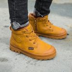 Bottines d'hiver en cuir à lacet antidérapantes pour enfants, bottes de neige hautes pour garçon, chaussures à la mode