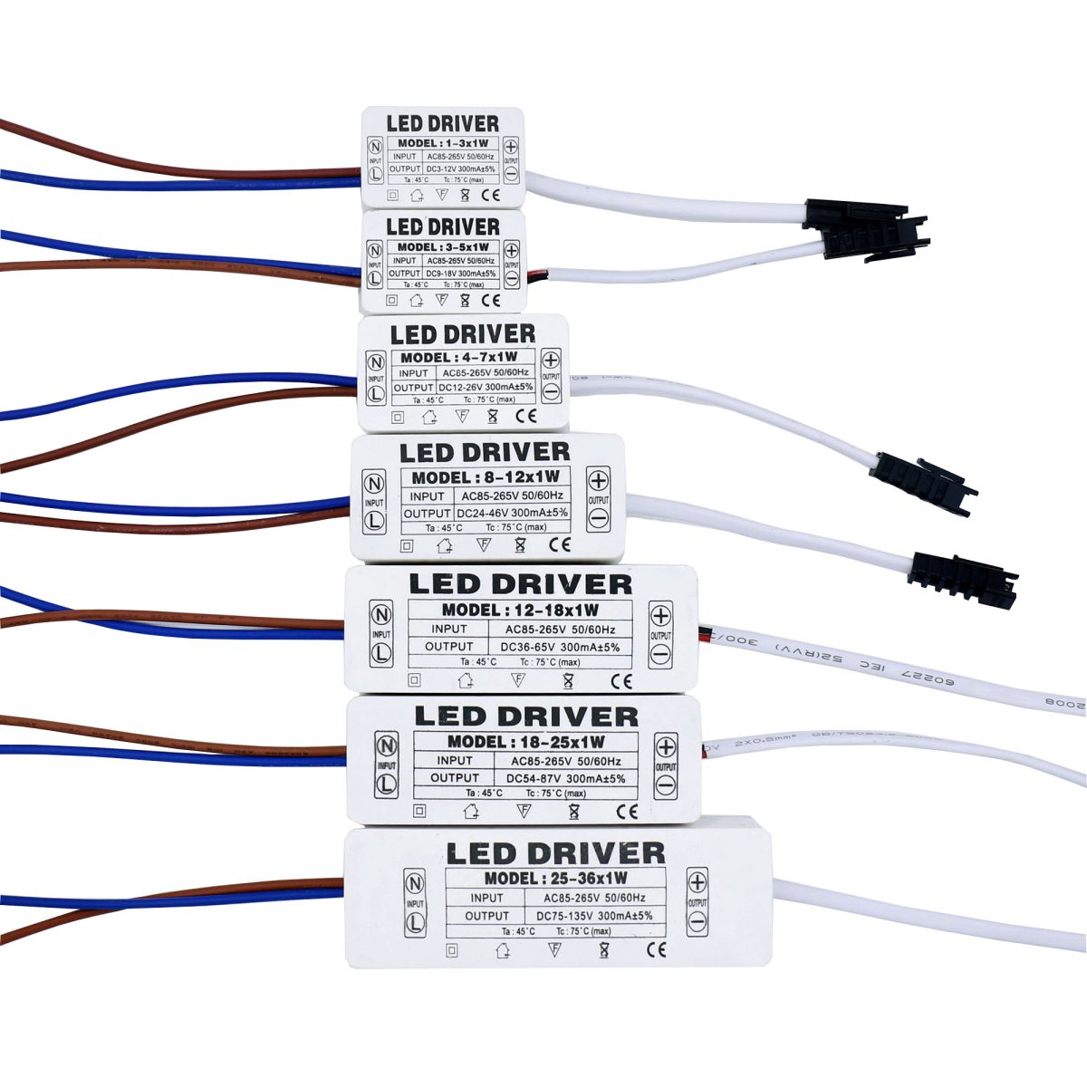 LED Driver 300mA 250mA 1W 3W 5W 10W 15W 18W 20W 25W 30W 36W LED Power Supply Unit AC85-265V Lighting Transformers For LED Lights