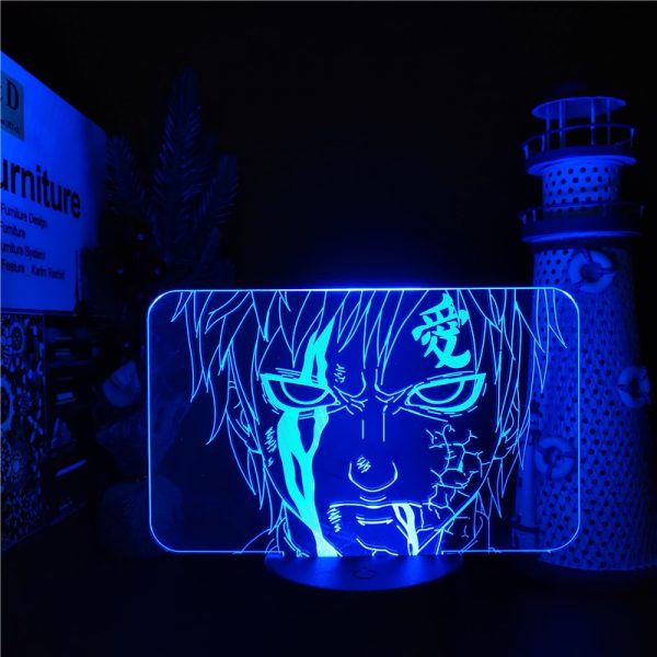 Lampe Led 3D Naruto Gaara, veilleuse à couleurs changeantes, décoration d'intérieur, cadeau de noël