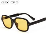 OEC CPO – lunettes de soleil carrées pour hommes et femmes, mode unisexe, petite monture jaune, rétro, à rivets, UV400 O403