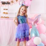 Robe de princesse pour spectacle pour petite fille et adolescente, style tutu pour bal d'école, anniversaire et fête, vêtement décontracté pour enfant