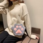 Sac à bandoulière avec fermeture éclair en forme de patte d'ours pour filles, joli porte-monnaie en peluche douce pour enfants, accessoires pour bébés garçons