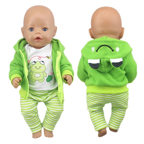 Costume de grenouille mignonne pour poupée bébé de 43cm, vêtements de 17 pouces, nouveau, 2020