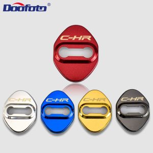 Doofoto 4pcs Car Styling Door Lock Cover For Toyota C-HR CHR 2018 2019 2020 Accessories Logo Door Lock Protective Case Emblems