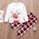 2020 noël famille correspondant pyjamas ensemble cerf adulte enfant famille correspondant vêtements haut + pantalon noël vêtements de nuit Pj ensemble bébé barboteuse