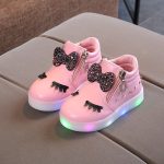 Baskets "Krasovki" à LED pour filles, taille 21 à 30, chaussures lumineuses, pour enfants, avec ruban de princesse