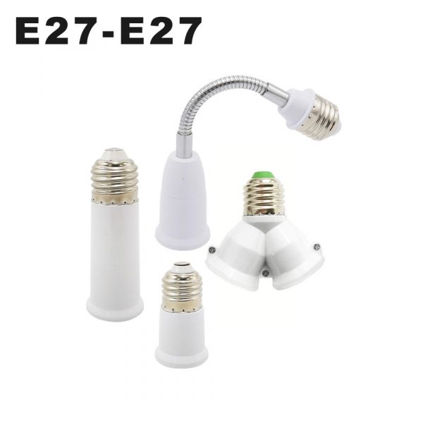 E27 To E27 Lamp Base Extender 65mm 95mm 197mm Lamp Holder Converter E27-E27 Flame Retardant Lamp Socket Adapter For Light Bulb