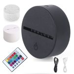 Acrylic 3D LED Lamp Base Table Night Light Base LED 7 Color-Adjust ABS USB Remote Control Lighting Accessories Bulk Wholesale