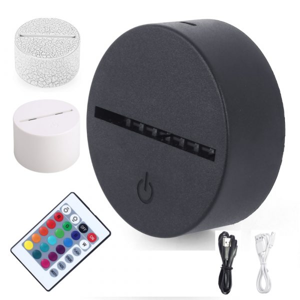 Acrylic 3D LED Lamp Base Table Night Light Base LED 7 Color-Adjust ABS USB Remote Control Lighting Accessories Bulk Wholesale