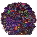 Lot de 10/30/50 autocollants lumineux néons, style dessin animé, décoration de guitare, skateboard, moto, ordinateur portable, jouets pour enfants, idéal en cadeau,