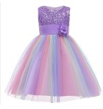 Robe princesse à fleurs pour filles, tenue élégante à paillettes, pour fête de mariage, 2021