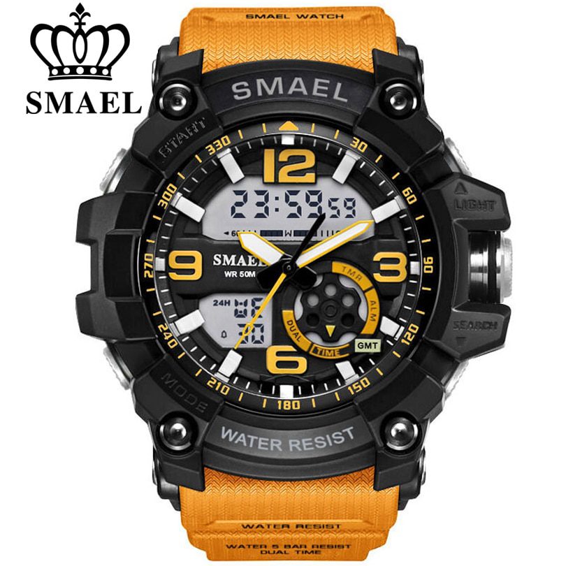 SMAEL Men Military Watch 50m Waterproof Wristwatch LED Quartz Clock Male relogios masculino 1617 Digital Sports Watches Men's