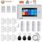 4.3 Inch Touch Panel WIFI GSM Wireless Burglar Home Security Alarm System TUYA Smart life APP Control Compatible With Alexa
