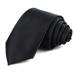 Cravate noire pour hommes et femmes, solide, Slim, pour Business, mariage