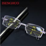 Lunettes de lecture sans bords, lunettes de lecture Anti-rayon bleu, légères, multifocales, presbytes, grossissement, coupe au diamant, 2021