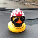 Society Lovely Duck in the Car Ornament Car Accessories Interior Decoration Car Dashboard Toys With Helmet And Chain