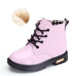 Chaussures de marque imperméables en simili-cuir pour filles et garçons,bottines de neige à la mode pour enfants, style bottes en caoutchouc Martin, nouveauté, hiver 2021,