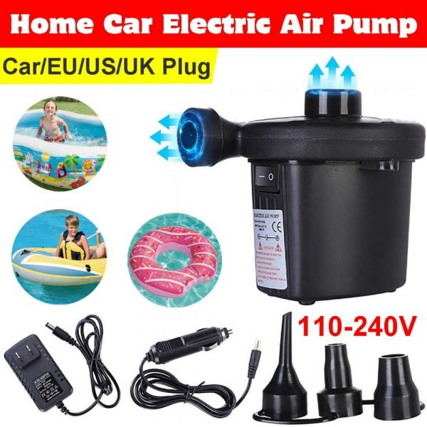 2020 New Electric Air Pump Potable Inflatable Compressor For Mattress Swimming Pool Fast Air Filling Inflator with 3 Nozzles