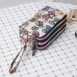 Sac de téléphone en toile imprimé à 3 couches pour femmes, portefeuille court à 3 couches avec fermeture éclair, porte-monnaie, cartes, porte-clés