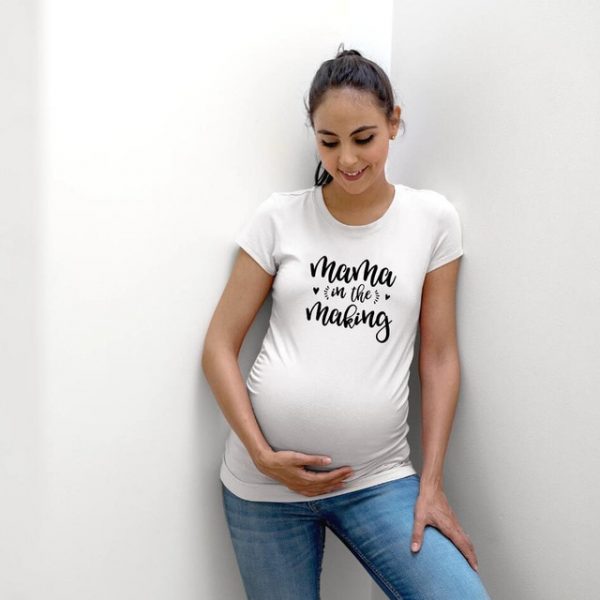 T-shirt maternité humoristique pour femme enceinte, Haut à col rond, avec des lettres et mots, transparent 2020