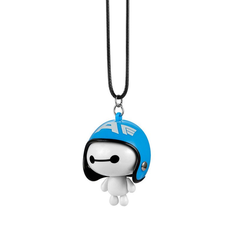 Car Pendant Cute Helmet Baymax Robot Doll Hanging Ornaments Automobiles Rearview Mirror Suspension Decoration Accessories Gifts