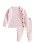 Ensemble de vêtements pour bébé garçon et fille, pyjama uni à manches longues et pantalon, collection printemps-automne