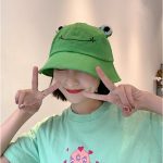 Chapeau de pêche en forme de grenouille pour femme, seau, à la mode, Parent-enfant, coréen, mignon, soleil, grands yeux